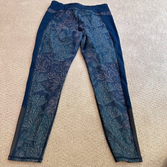 Sweaty Betty Leggings Running Tights Dark Green Botanical Print Active Gym XLP - Picture 12 of 13